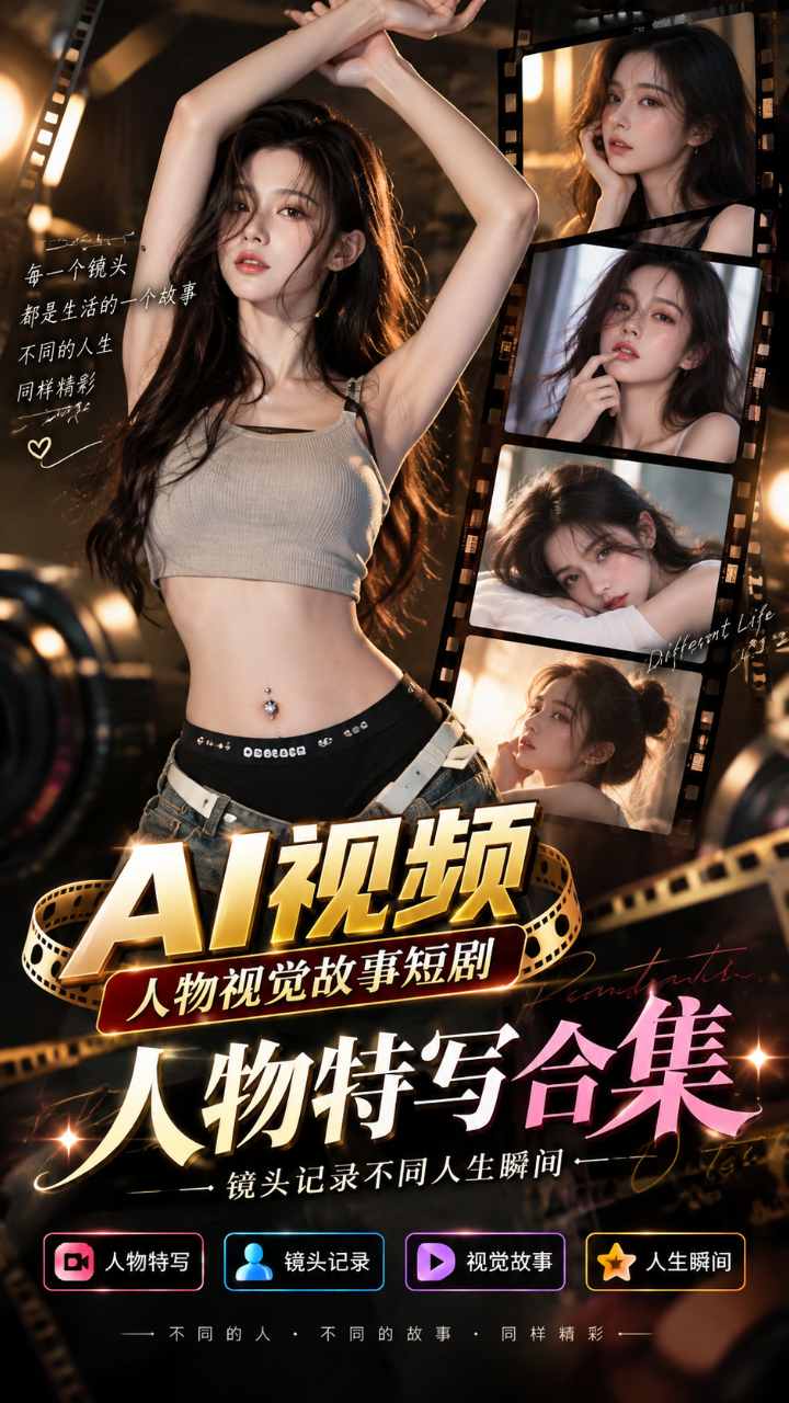 【AI成人视频】人物特写合集 镜头记录不同人生瞬间