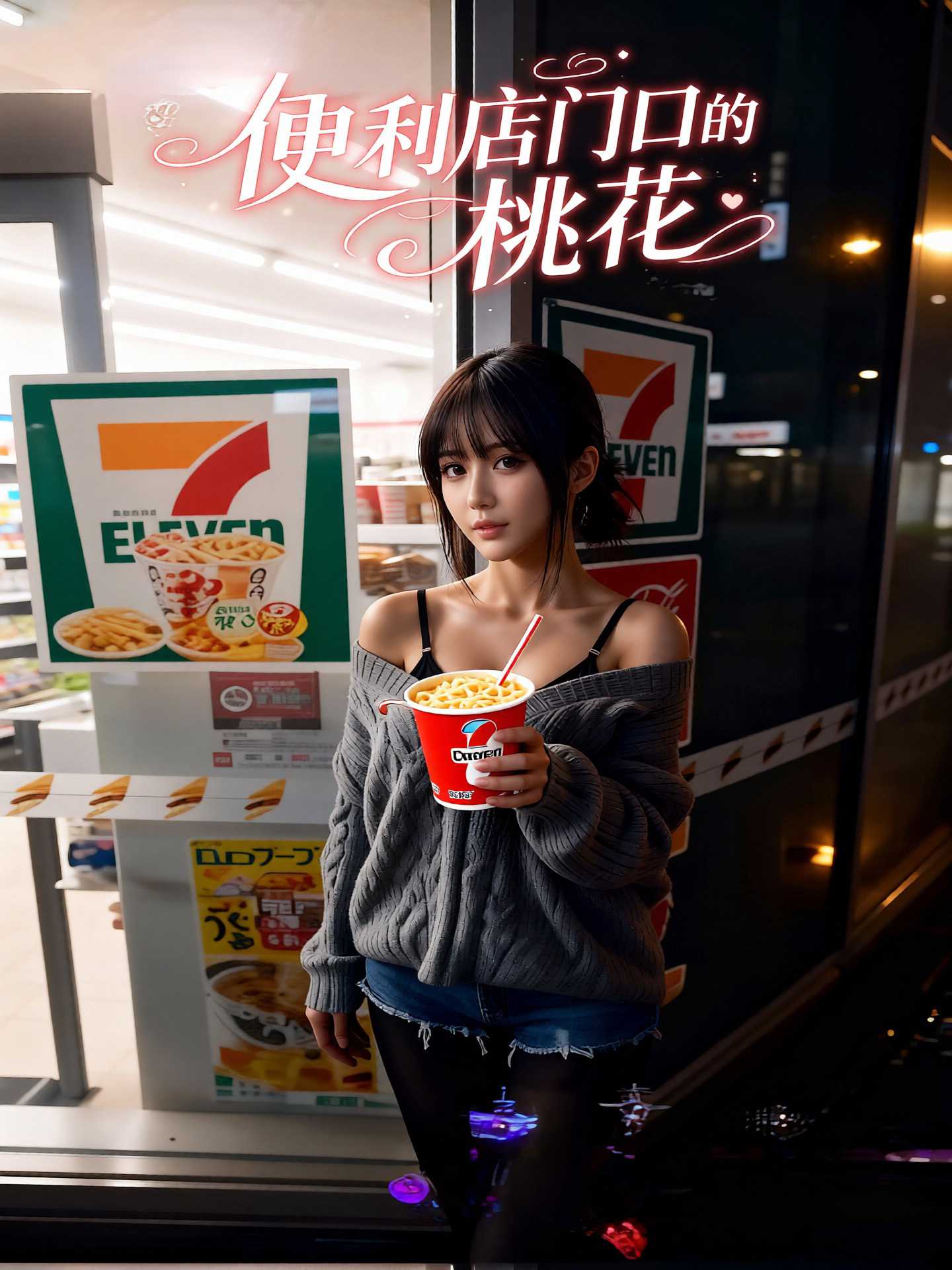 【AI成人短】便利店门口的桃花