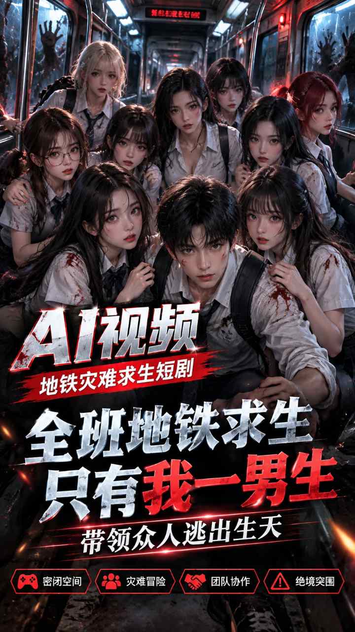 【AI成人视频】全班地铁求生只有我一男生 带领众人逃出生天