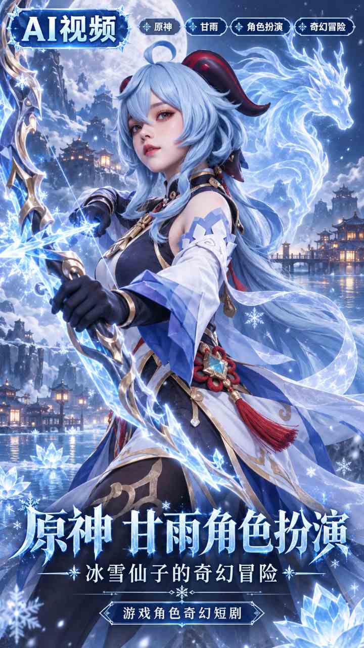 【AI成人视频】原神 甘雨角色扮演 冰雪仙子的奇幻冒险