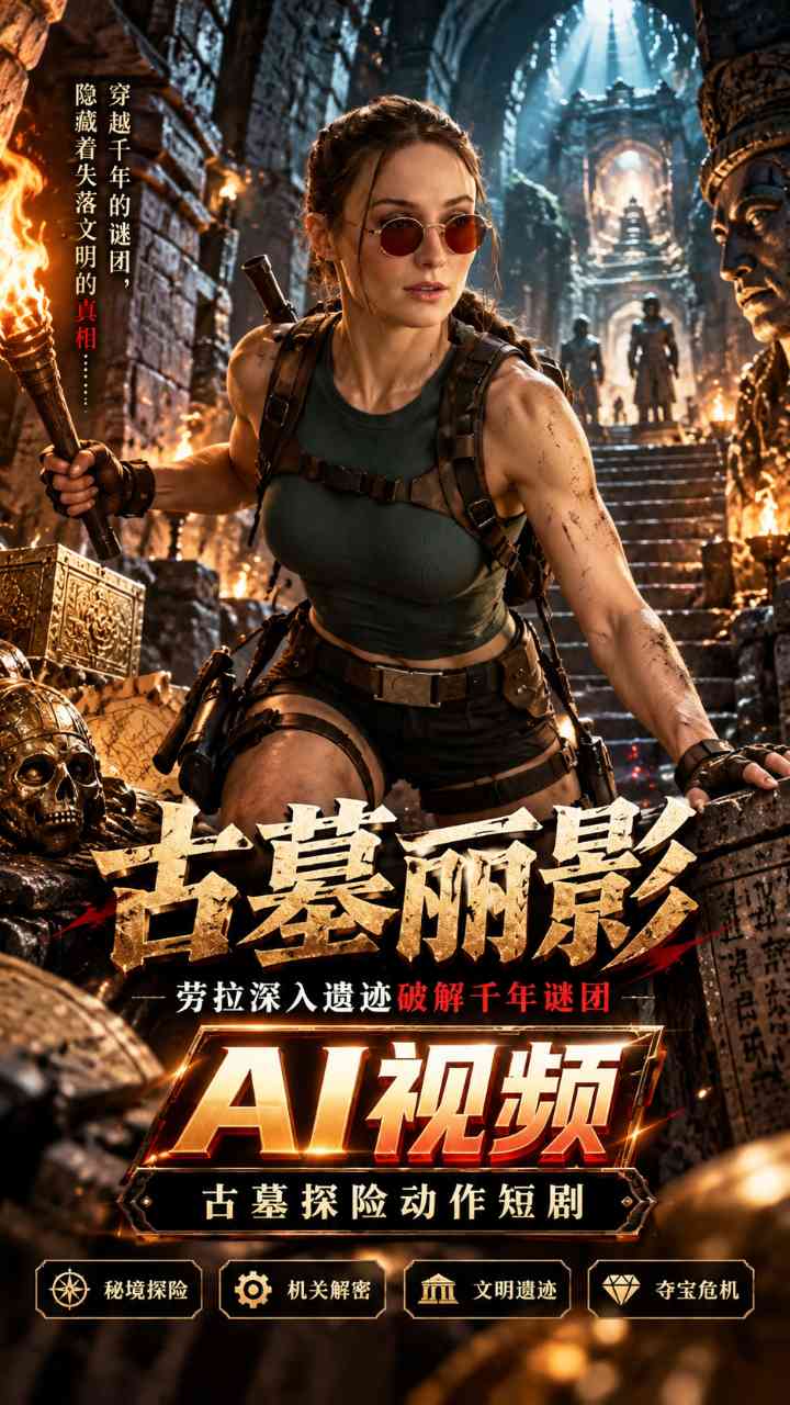 【AI成人视频】古墓丽影 劳拉深入遗迹破解千年谜团