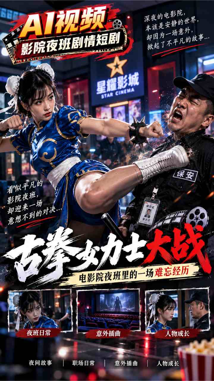 【AI成人视频】古拳女力士大战 电影院夜班里的一场难忘经历