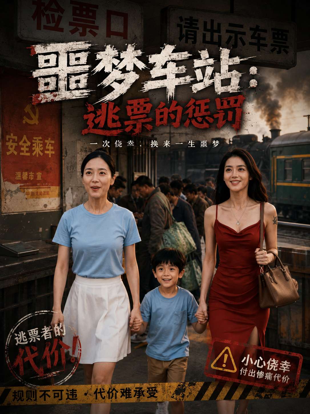 【AI成人短】噩梦车站：逃票的惩罚