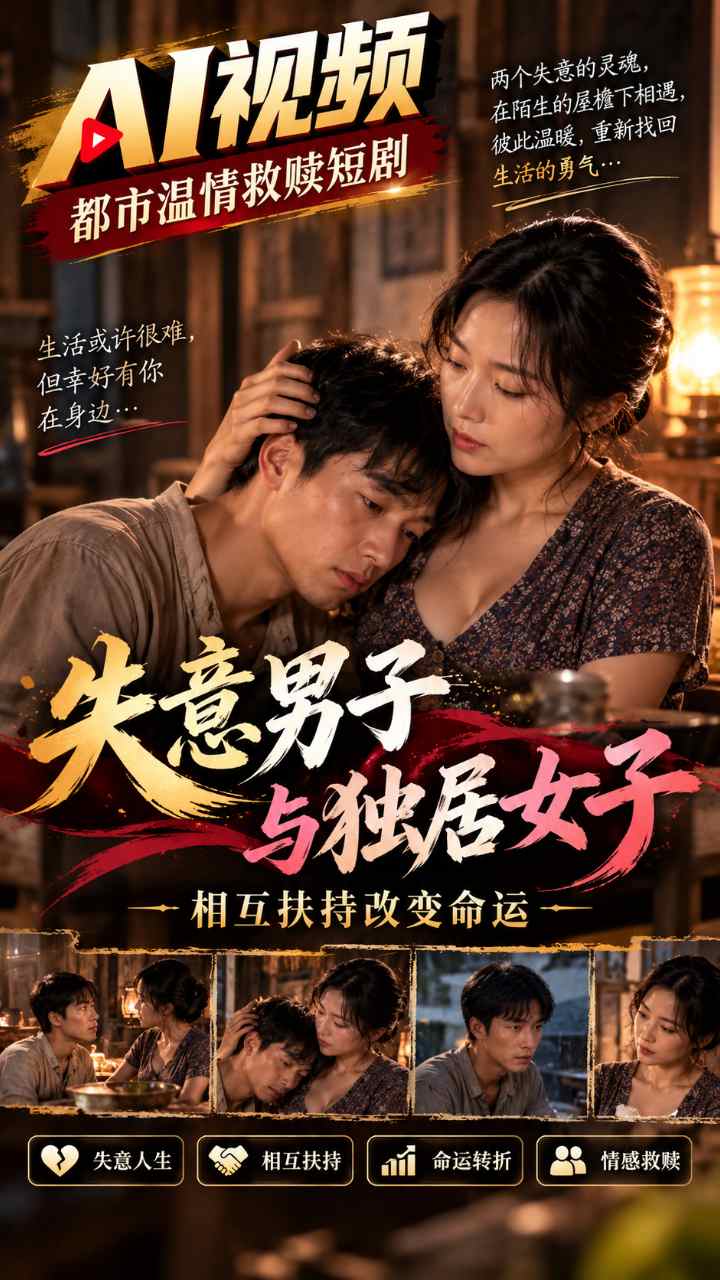 【AI成人视频】失意男子与独居女子 相互扶持改变命运