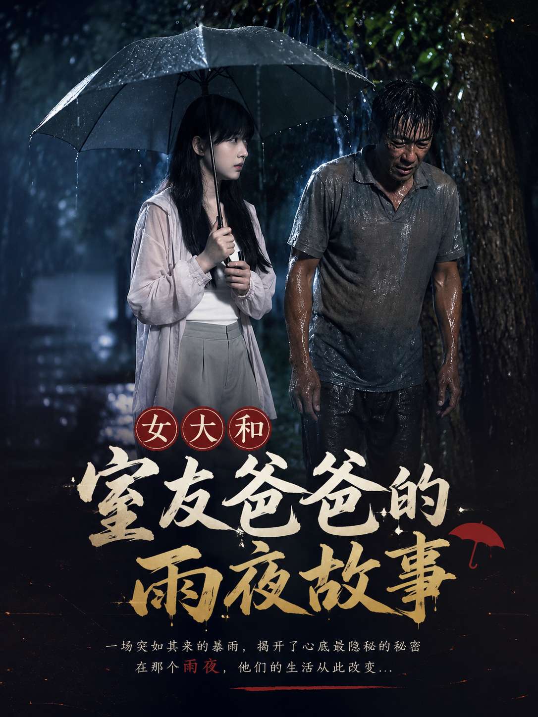 【AI成人短】女大和室友爸爸的雨夜故事