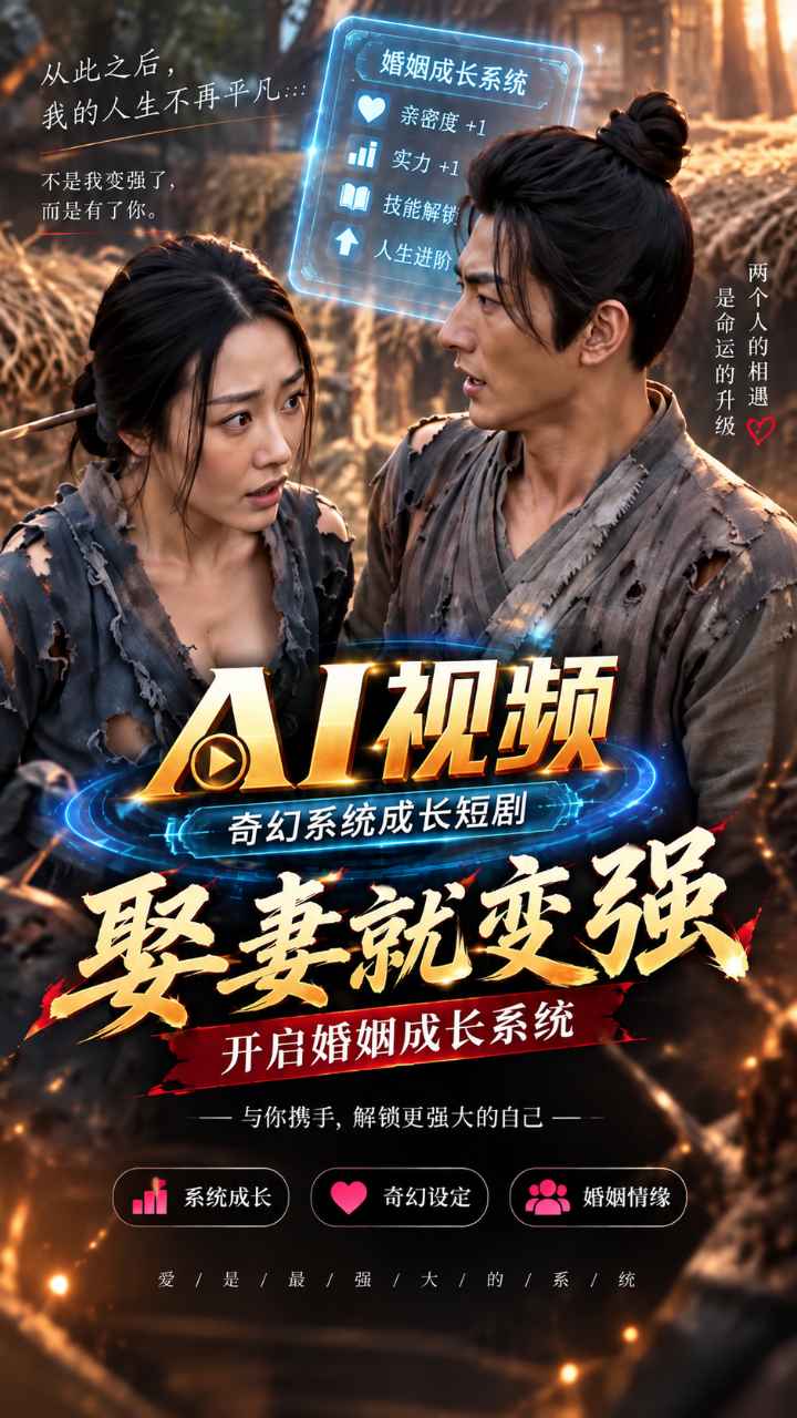 【AI成人视频】娶妻就变强 开启婚姻成长系统