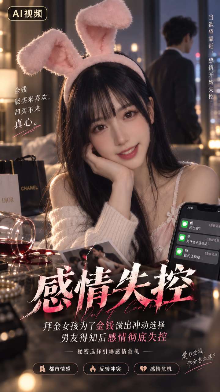 【AI成人视频】拜金女孩为了金钱做出冲动选择 男友得知后感情彻底失控