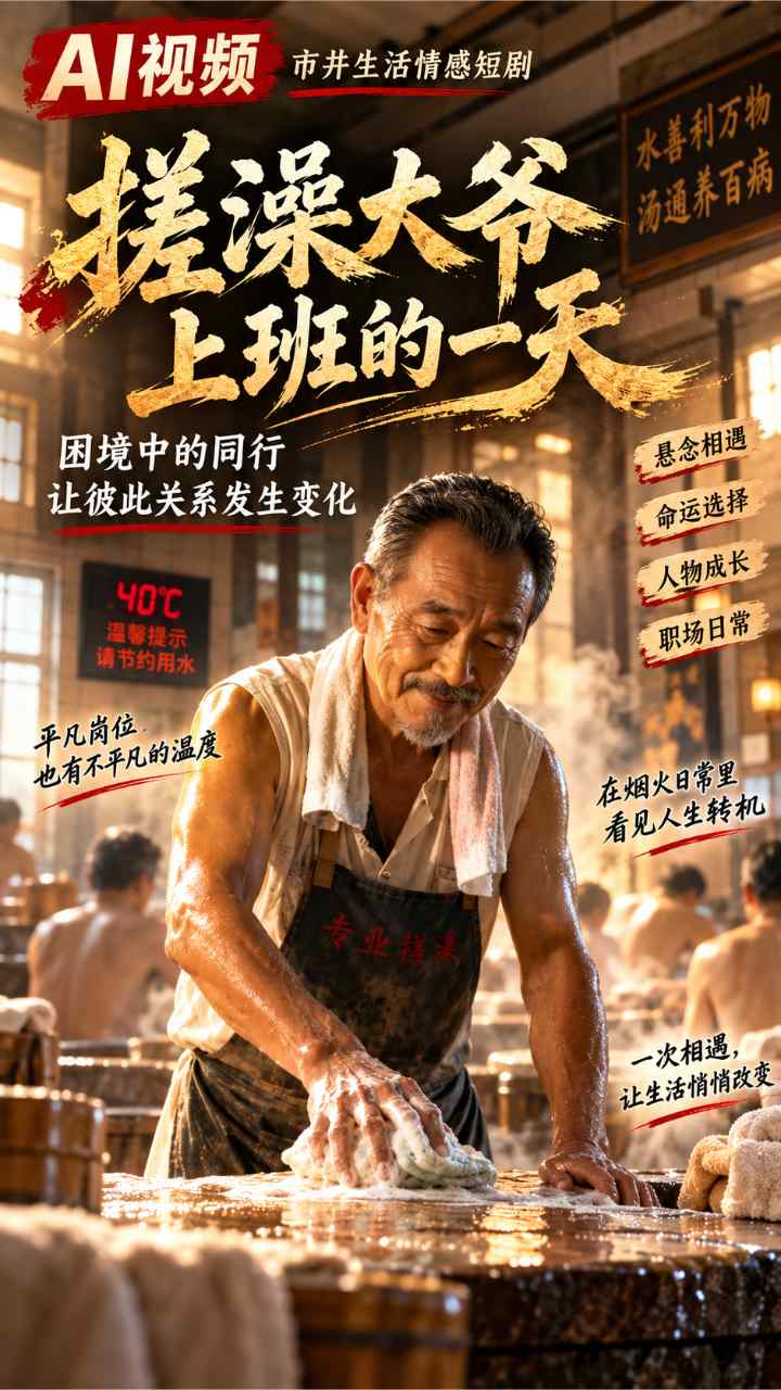 【AI成人视频】搓澡大爷上班的一天 困境中的同行让彼此关系发生变化