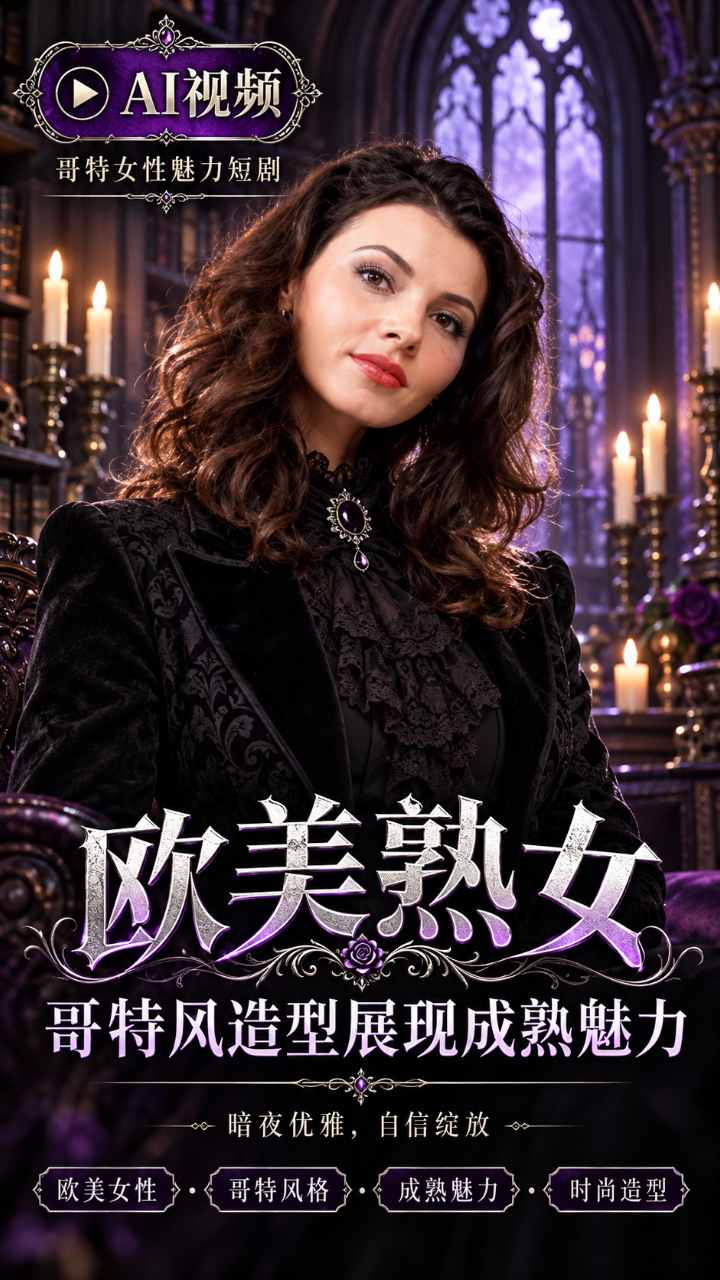 【AI成人视频】欧美熟女 哥特风造型展现成熟魅力