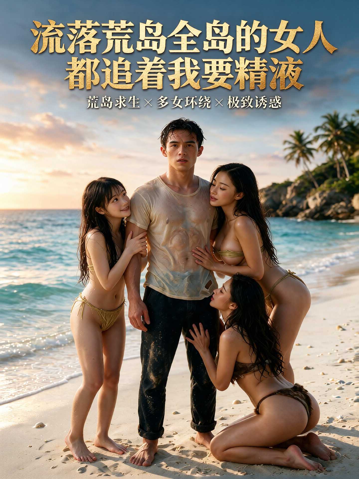【AI成人短】流落荒岛全岛的女人都追着我要精液