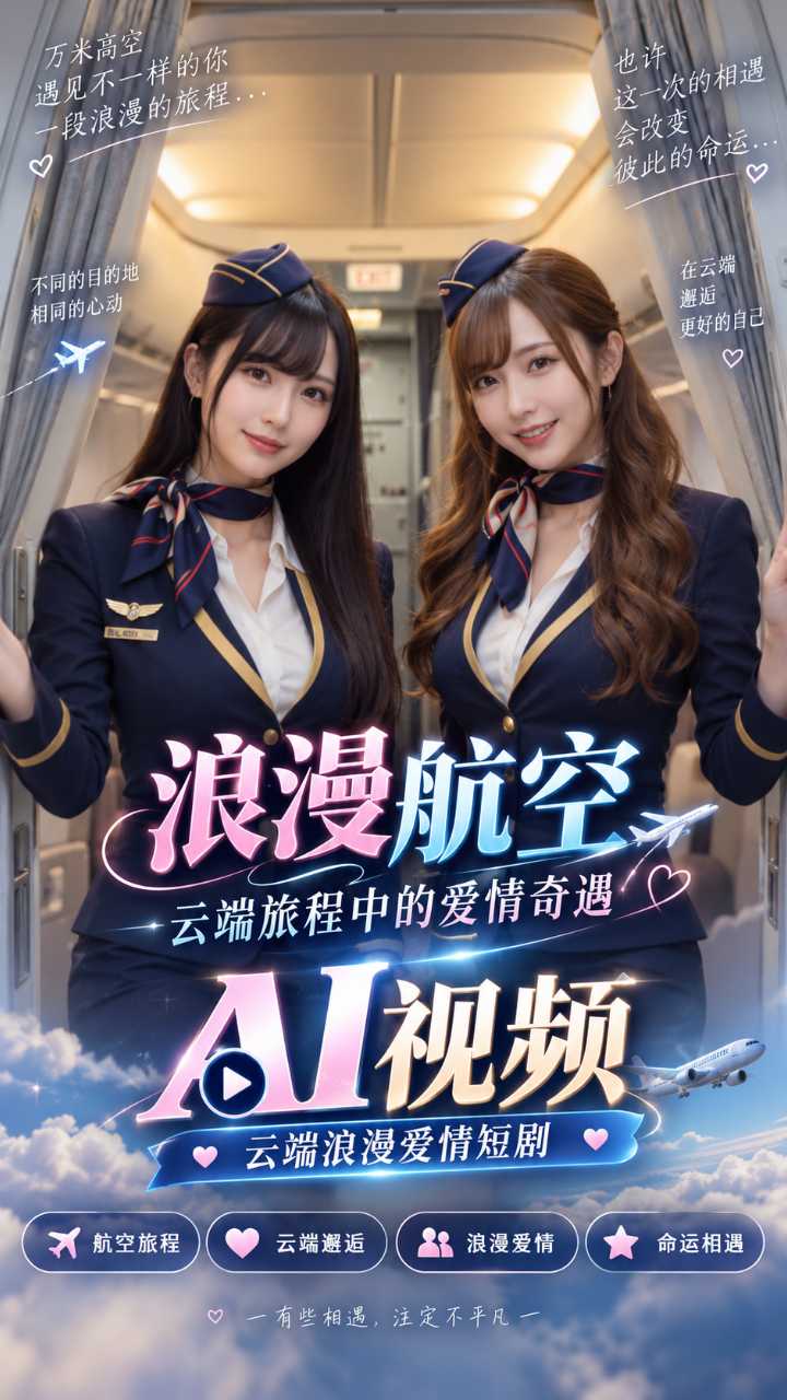 【AI成人视频】浪漫航空 云端旅程中的爱情奇遇