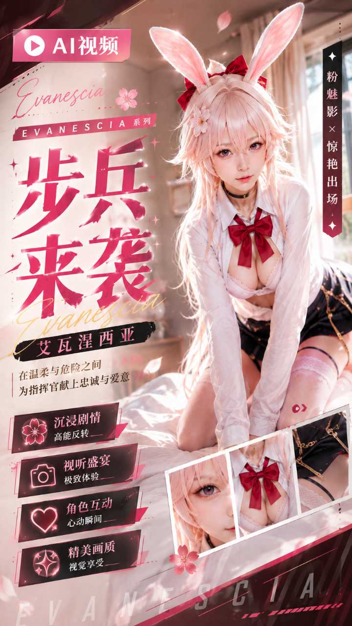 【AI成人视频】温柔小兔子 cos Evanescia