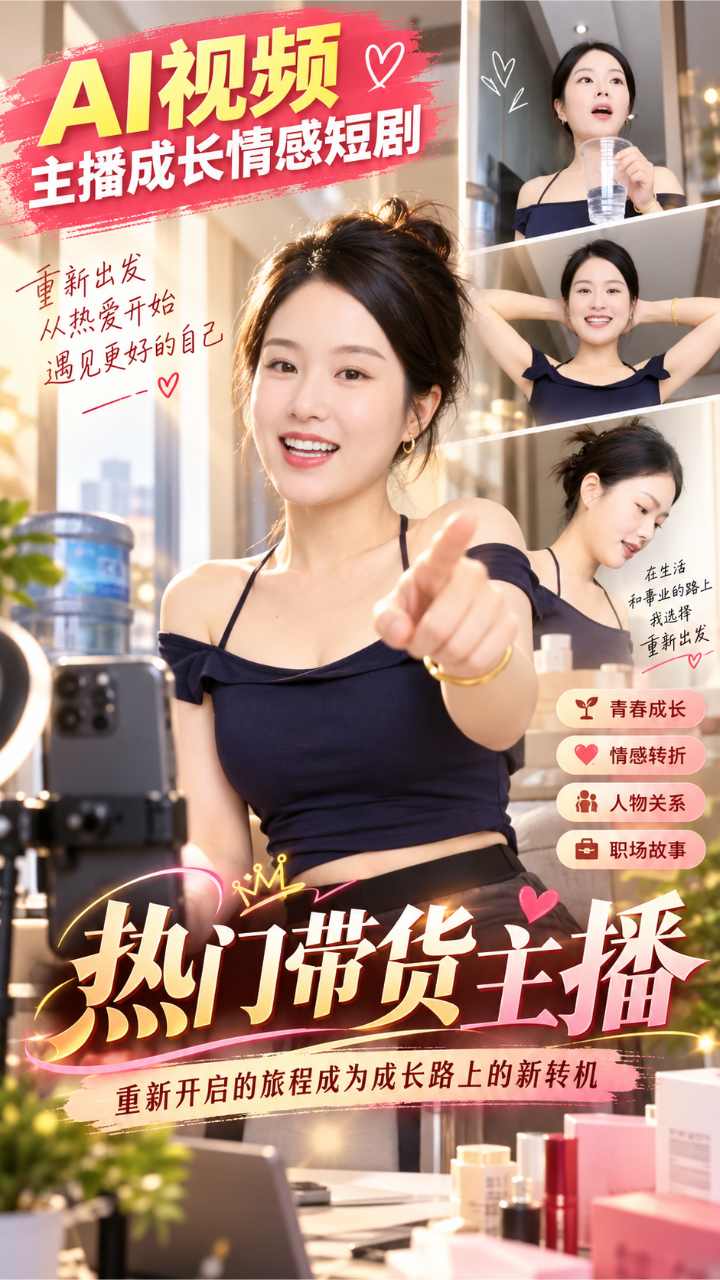 【AI成人视频】热门带货主播 重新开启的旅程成为成长路上的新转机