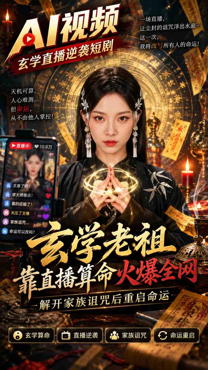【AI成人视频】玄学老祖靠直播算命火爆全网 解开家族诅咒后重启命运