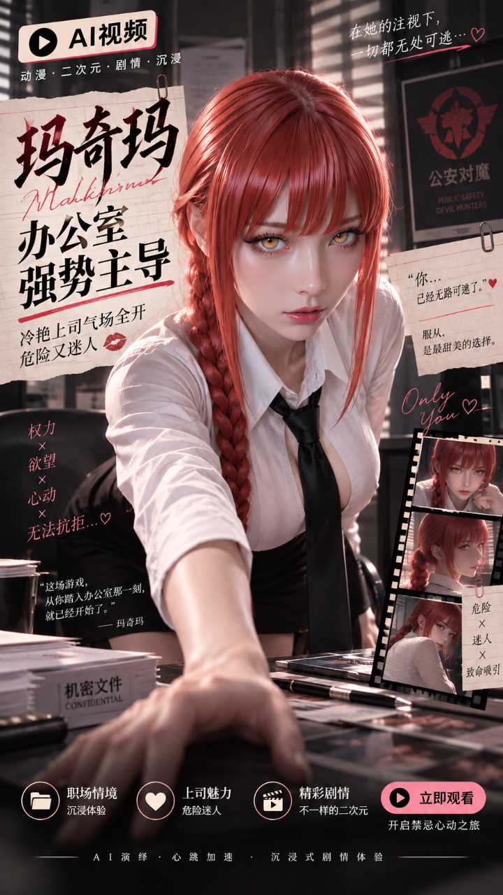 【AI成人视频】玛奇玛在办公室被猛操 像老板一样主导