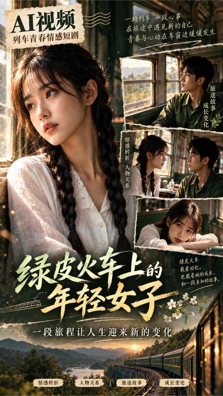 【AI成人视频】绿皮火车上的年轻女子 一段旅程让人生迎来新的变化