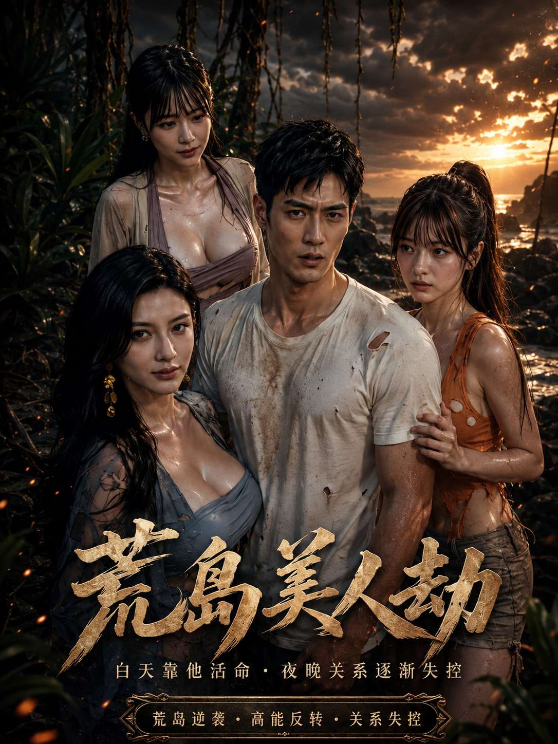 【AI成人短】荒岛美人劫