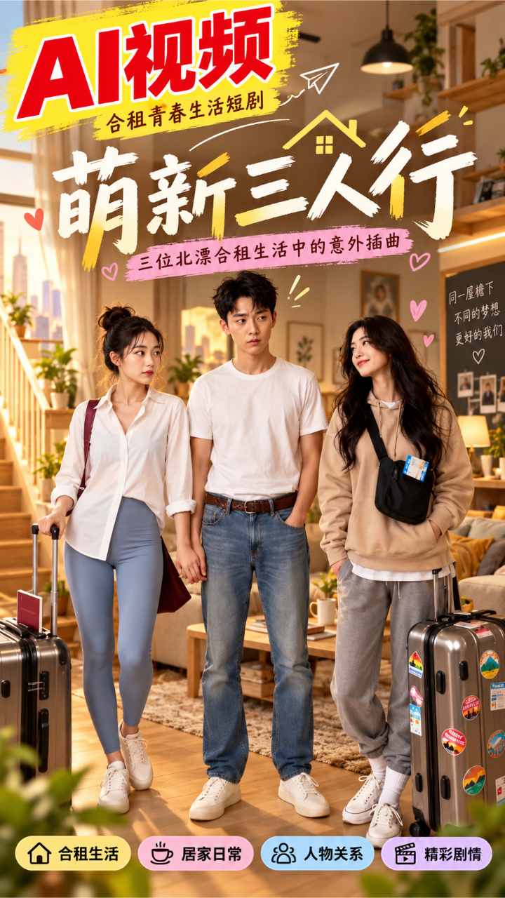 【AI成人视频】萌新三人行 三位北漂合租生活中的意外插曲