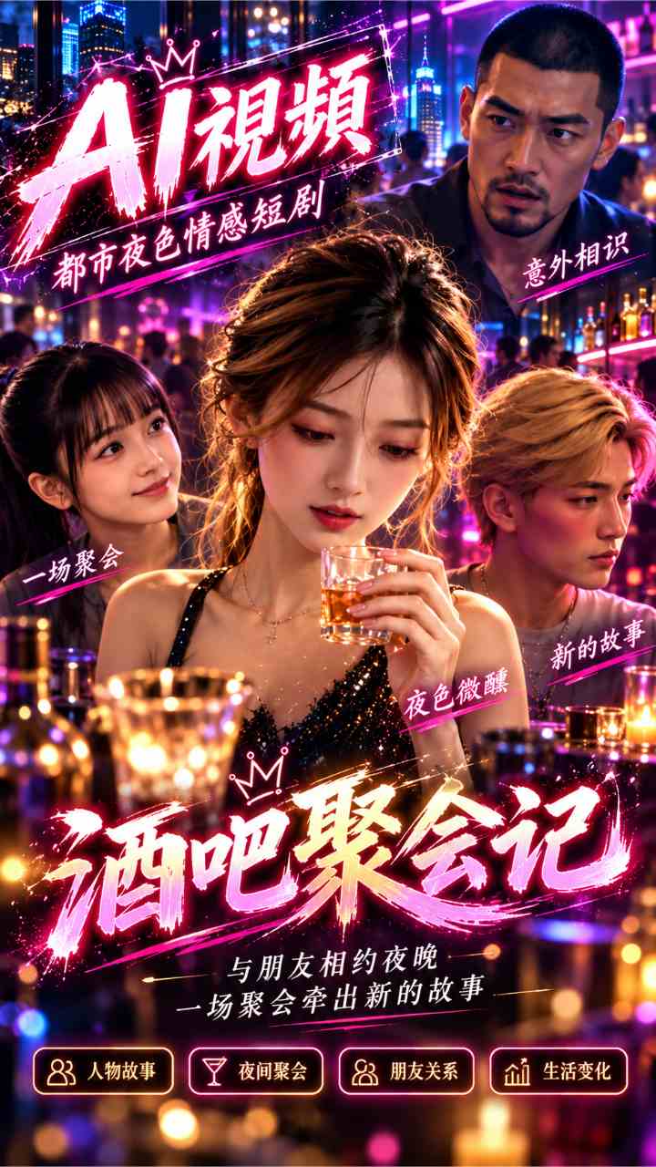 【AI成人视频】酒吧聚会记 与朋友相约夜晚 一场聚会牵出新的故事