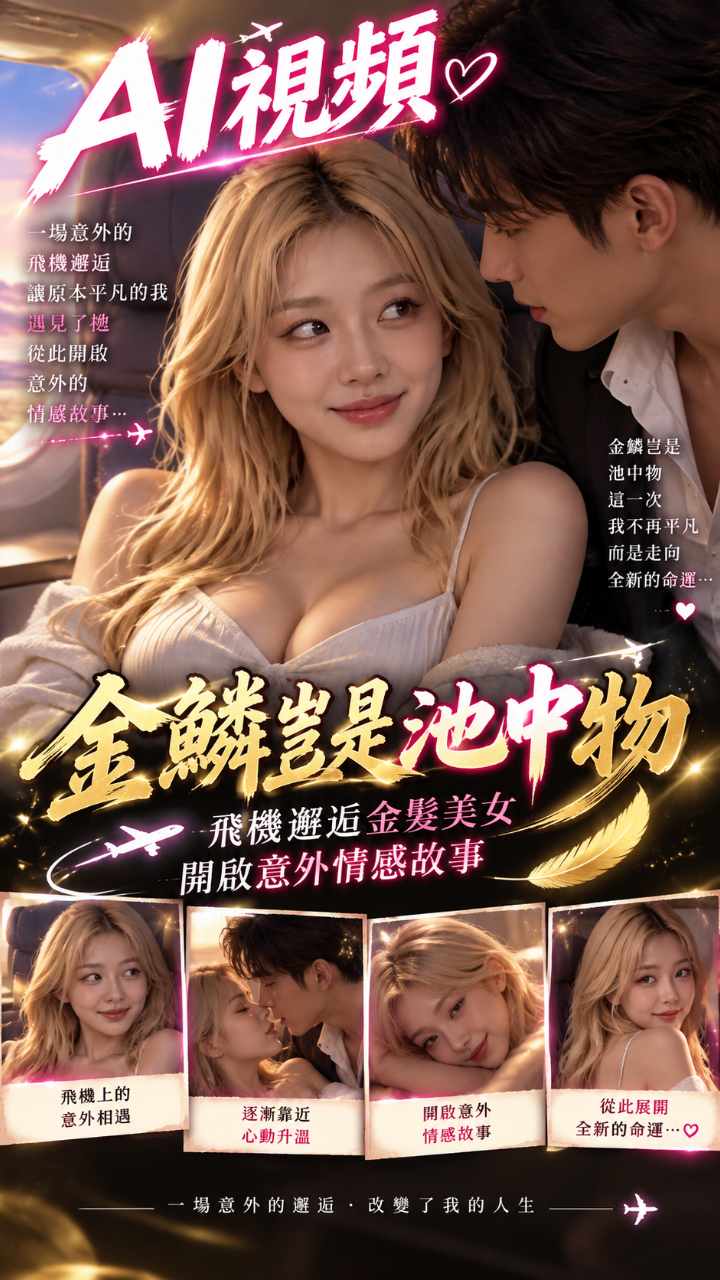 【AI成人视频】金鳞岂是池中物 飞机邂逅金发美女 开启意外情感故事