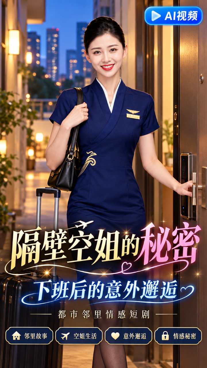 【AI成人视频】隔壁空姐的秘密 下班后的意外邂逅